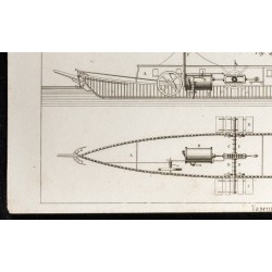 Gravure de 1852 - Voiture et bateau à vapeur - Arts mécaniques - 4