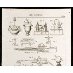 Gravure de 1852 - La vapeur et la pression - Arts mécaniques - 2