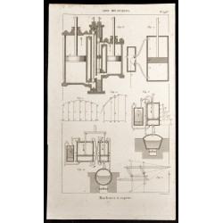 Gravure de 1852 - Machines à vapeur - Arts mécaniques - 1
