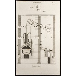 Gravure de 1852 - Grande machine à vapeur - Arts mécaniques - 1