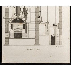 Gravure de 1852 - Grande machine à vapeur - Arts mécaniques - 3