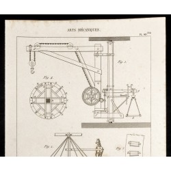 Gravure de 1852 - Roue tirée par un cheval - Arts mécaniques - 2