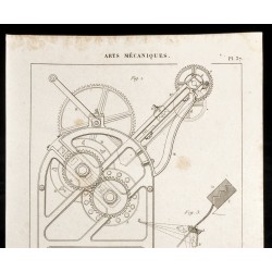Gravure de 1852 - Filatures - Mécanismes - Arts mécaniques - 2