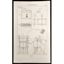 Gravure de 1852 - Filatures machines - Arts mécaniques - 1