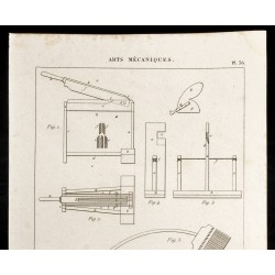 Gravure de 1852 - Filatures machines - Arts mécaniques - 2