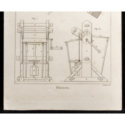 Gravure de 1852 - Filatures machines - Arts mécaniques - 3