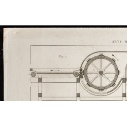 Gravure de 1852 - Belles machines à filatures - Arts mécaniques - 2
