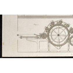 Gravure de 1852 - Belles machines à filatures - Arts mécaniques - 4