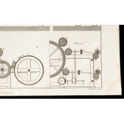 Gravure de 1852 - Belles machines à filatures - Arts mécaniques - 5