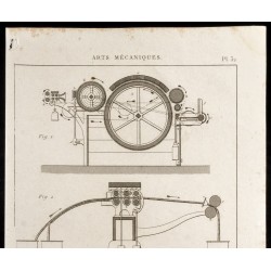 Gravure de 1852 - Technologie de la filature - Arts mécaniques - 2