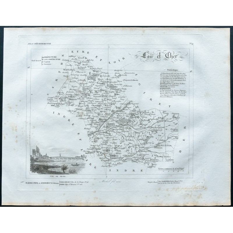 Gravure de 1830 - Carte ancienne Loir-et-Cher - 1