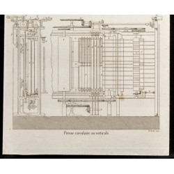 Gravure de 1852 - Presse circulaire ou verticale - Arts mécaniques - 3