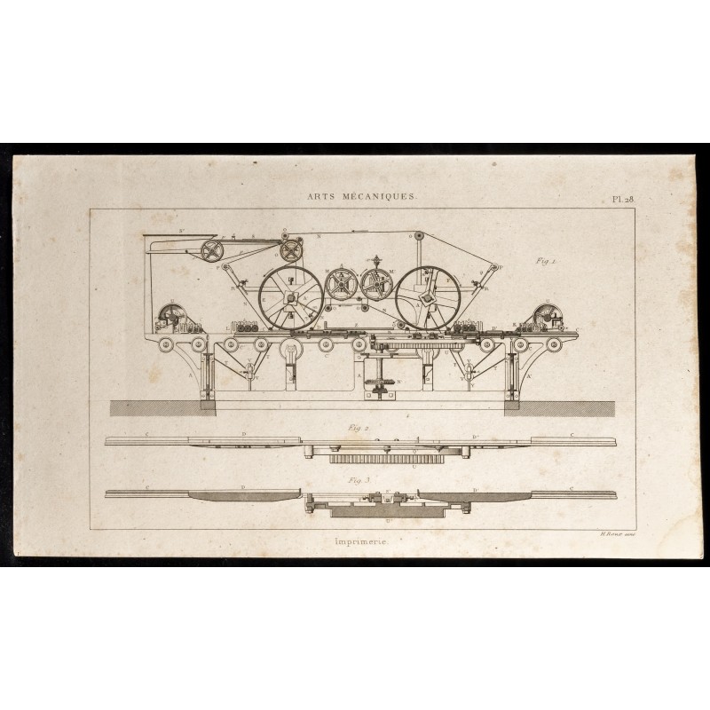 Gravure de 1852 - Imprimerie - Arts mécaniques - 1