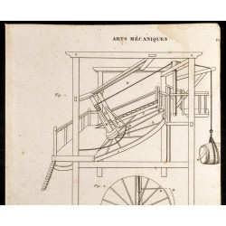 Gravure de 1852 - Grues - Arts mécaniques - 2