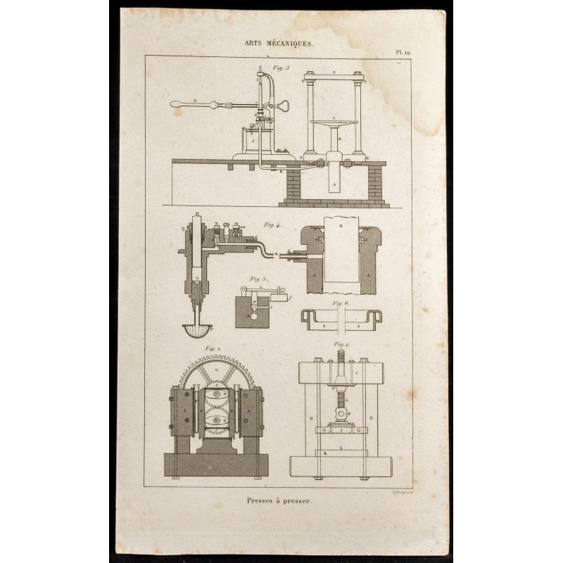 Gravure de 1852 - Presses à presser - Arts mécaniques - 1