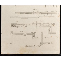 Gravure de 1852 - Fabrication des épingles - Arts mécaniques - 3