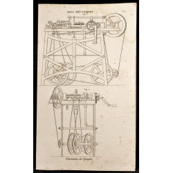 Gravure de 1852 - Fabrication des épingles - Machines - Arts mécaniques - 1