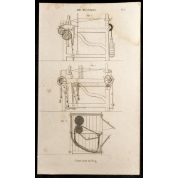 Gravure de 1852 - Fabrication du drap - Arts mécaniques - 1