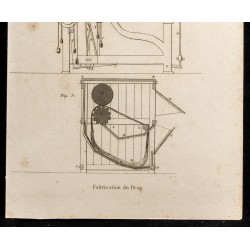 Gravure de 1852 - Fabrication du drap - Arts mécaniques - 3