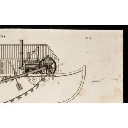 Gravure de 1852 - Machine à draguer - Bateau drague - Arts mécaniques - 3