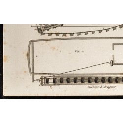 Gravure de 1852 - Machine à draguer - Bateau drague - Arts mécaniques - 4