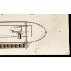 Gravure de 1852 - Machine à draguer - Bateau drague - Arts mécaniques - 5
