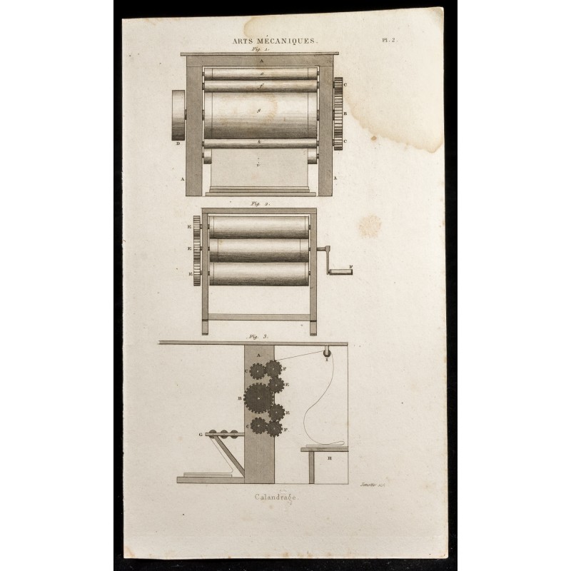 Gravure de 1852 - Calandrage - Arts mécaniques - 1