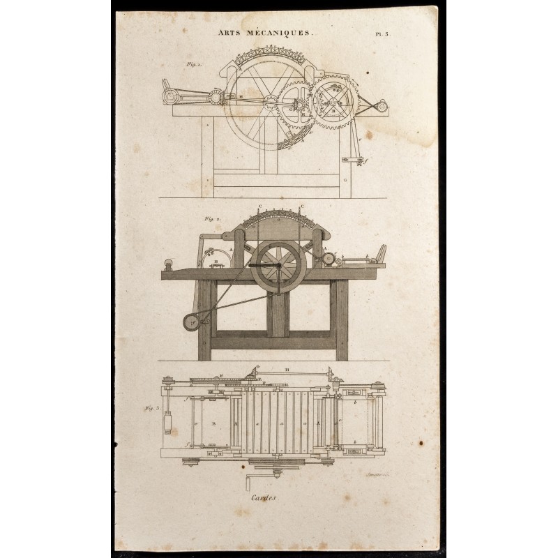 Gravure de 1852 - Cardes - Arts mécaniques - 1