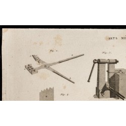 Gravure de 1852 - Machine à fabriquer les boutons - Arts mécaniques - 2