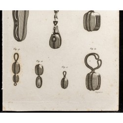 Gravure de 1852 - Poulies - Mécanique - 3