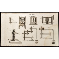 Gravure de 1852 - Divers nngrenages - Mécanique - 1