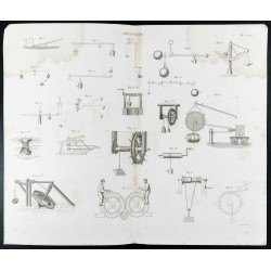 Gravure de 1852 - Industrie - Engrenages - Roues - Mécanique - 1