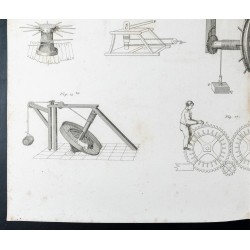 Gravure de 1852 - Industrie - Engrenages - Roues - Mécanique - 4