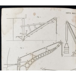 Gravure de 1852 - Nombreuses grues - Arts Mécaniques - 2