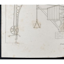Gravure de 1852 - Nombreuses grues - Arts Mécaniques - 4