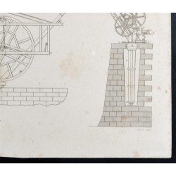 Gravure de 1852 - Nombreuses grues - Arts Mécaniques - 5