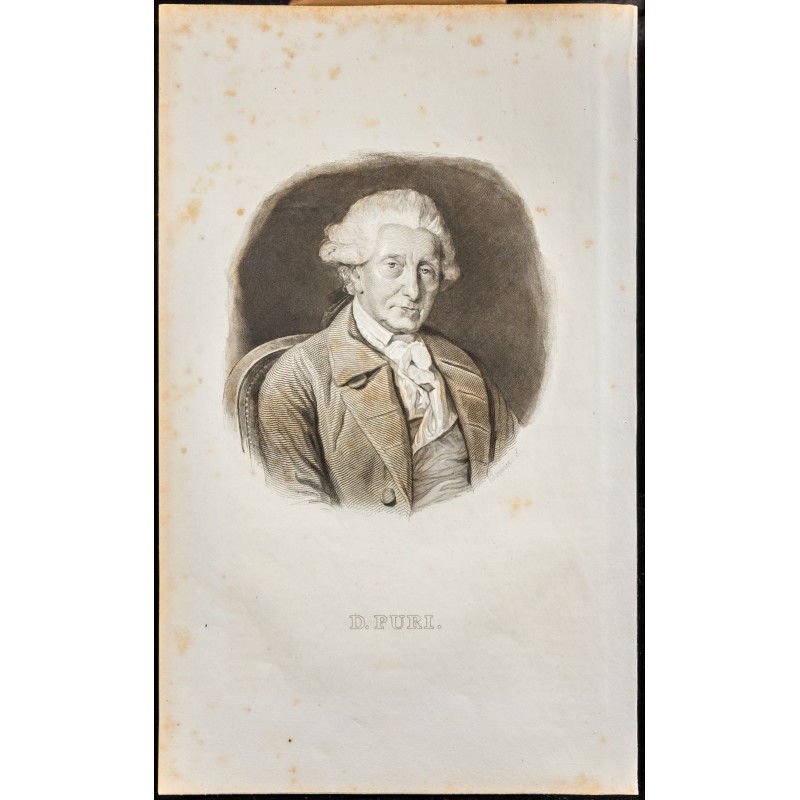 Gravure de 1835 - Portrait du Baron David de Purry - 1