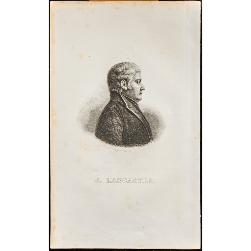 Gravure de 1835 - Portrait de Joseph Lancaster - 1