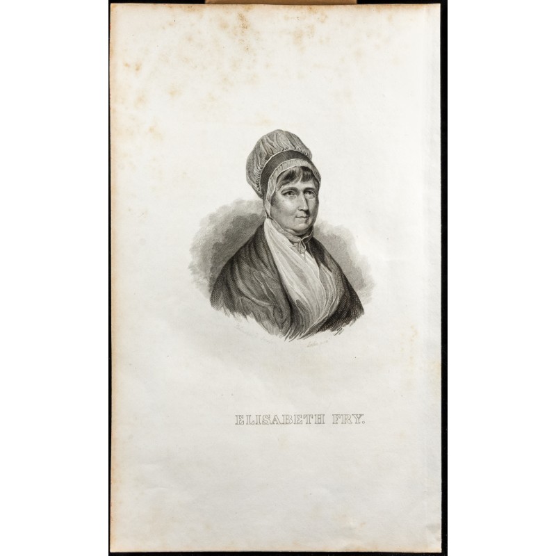 Gravure de 1834 - Portrait de Elizabeth Fry - 1