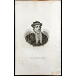 Gravure de 1834 - Portrait de Gutenberg - 1