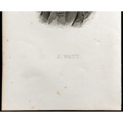 Gravure de 1834 - Portrait de James Watt - 3