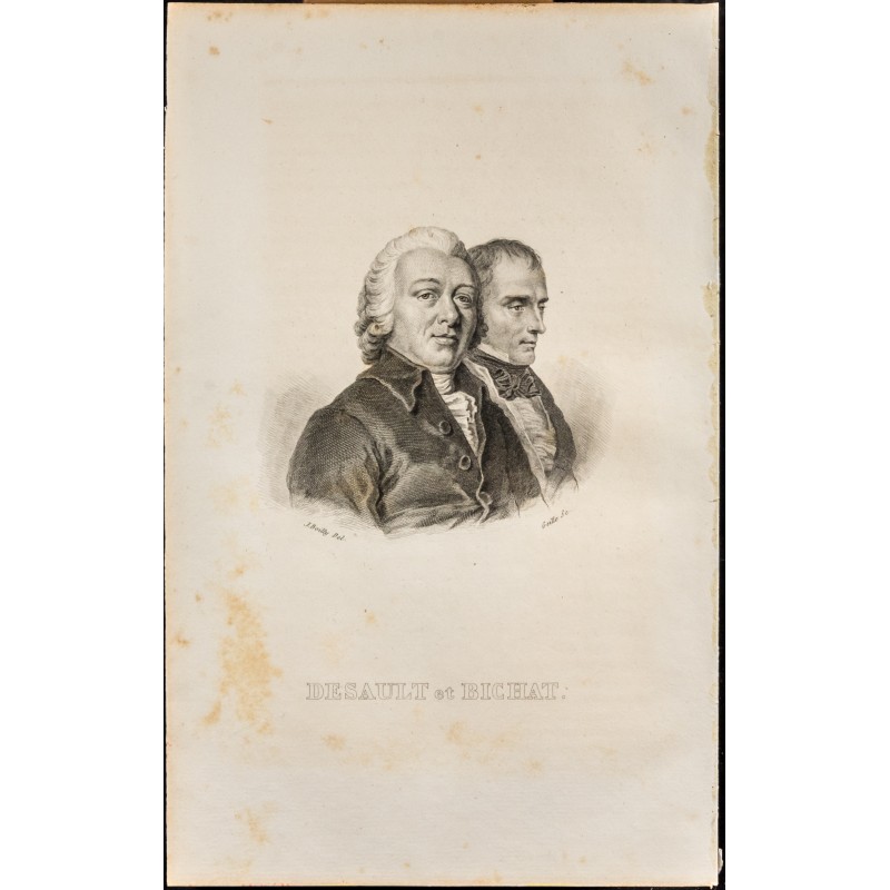 Gravure de 1838 - Portrait de Desault et Bichat - 1