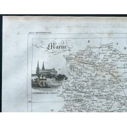 Gravure de 1830 - Carte ancienne de la Marne - 2