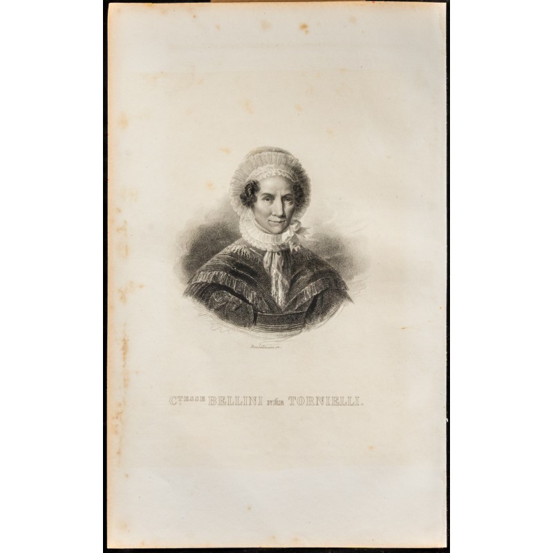 Gravure de 1838 - Portrait de la Comtesse Bellini - 1