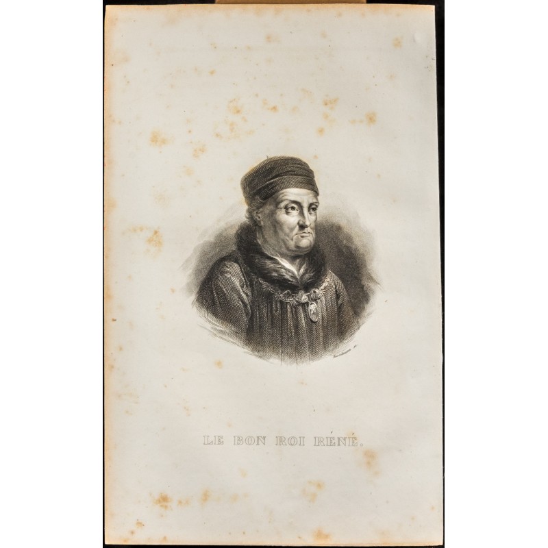 Gravure de 1838 - Portrait de René d'Anjou - 1