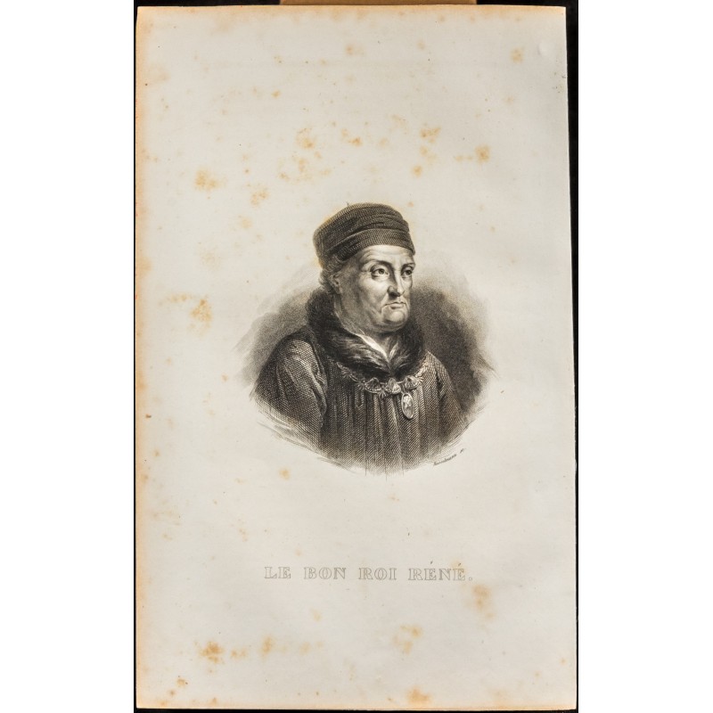 Gravure de 1838 - Portrait de René d'Anjou - 1 Gravure de 1838 - Portrait de René d'Anjou - 1