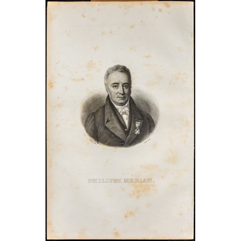 Gravure de 1838 - Portrait de Philipp Merian - 1