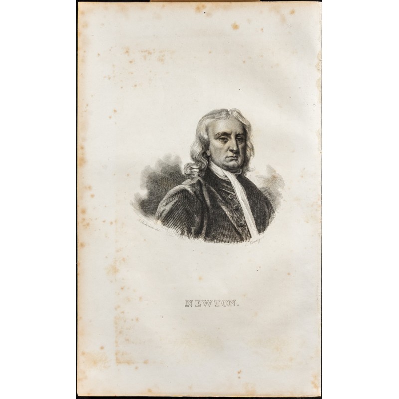 Gravure de 1838 - Portrait de Isaac Newton - 1