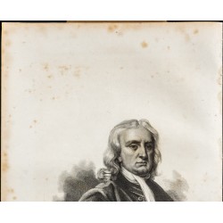 Gravure de 1838 - Portrait de Isaac Newton - 2
