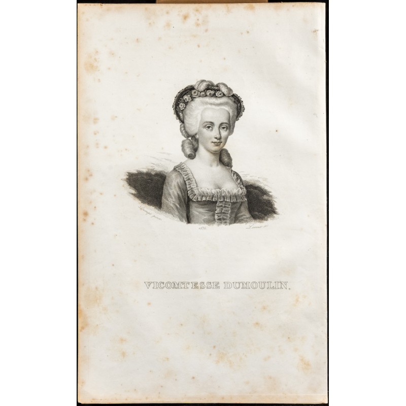 Gravure de 1838 - Portrait de la Vicomtesse Dumoulin - 1